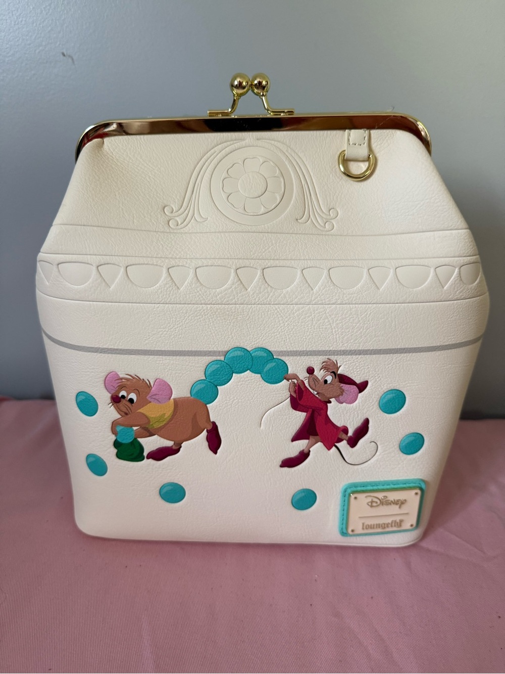 Loungefly Disney Cinderella Gus & Jaq Kiss-Lock Backpack